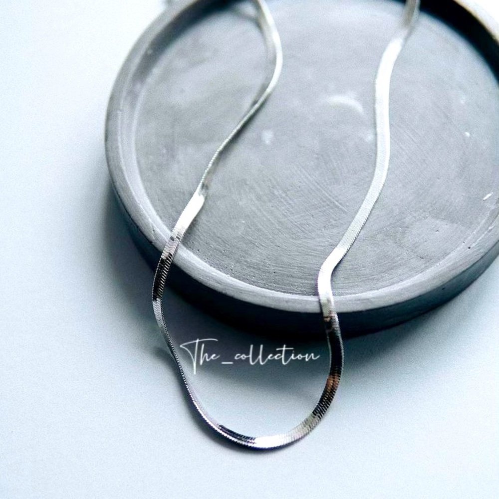 STERLING SILVER FLAT CHAIN NECKLACE - Picture 1 of 3